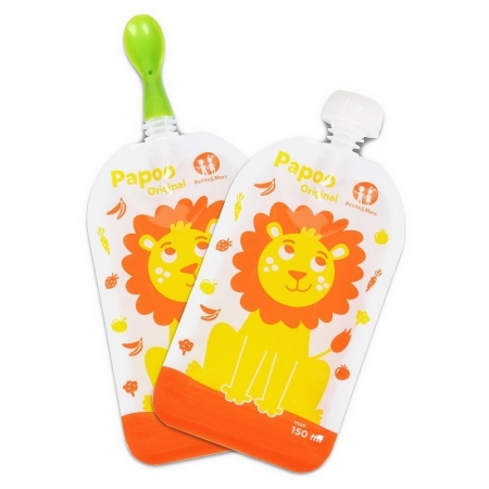 Petite&Mars, Wielorazowe saszetki na jedzenie Papoo Original Lion LEW 6 szt